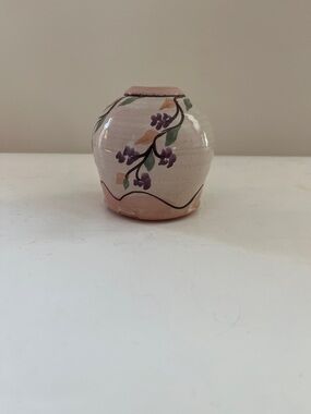 Hand Made Pottery Vase with Floral Vine Motif